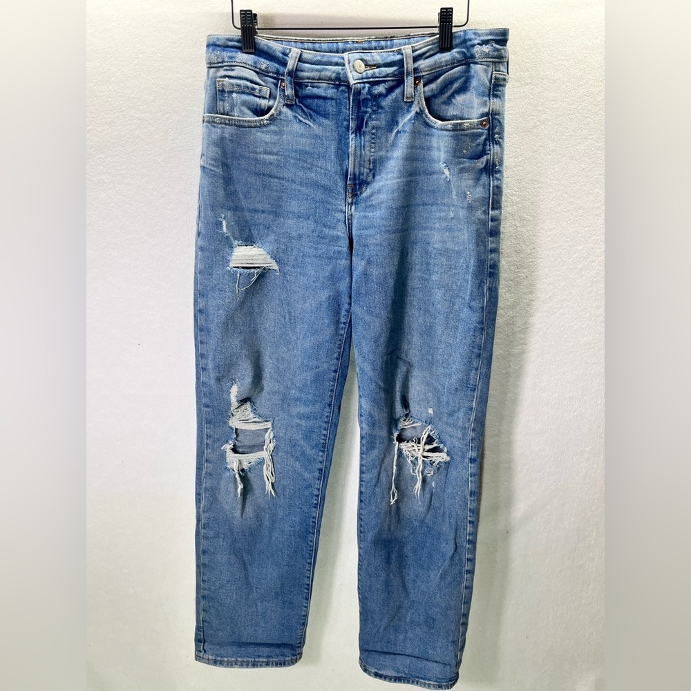 Old Navy High Rise‎ OG Loose Distressed Jeans Womens 6 Stretch Denim Cute 2040